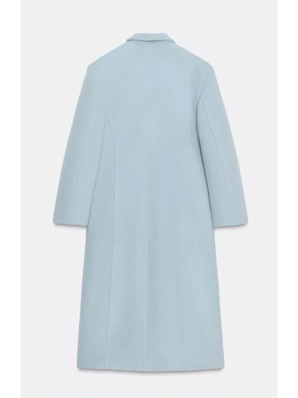 Zara Womens Long Coat XS Sky Blue Wool Collection Italian Fabric 8882/805 NWT